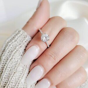 Engagement Ring, Solitaire Ring 1 Ct Carat Sterling Silver Bridal Ring, Wedding